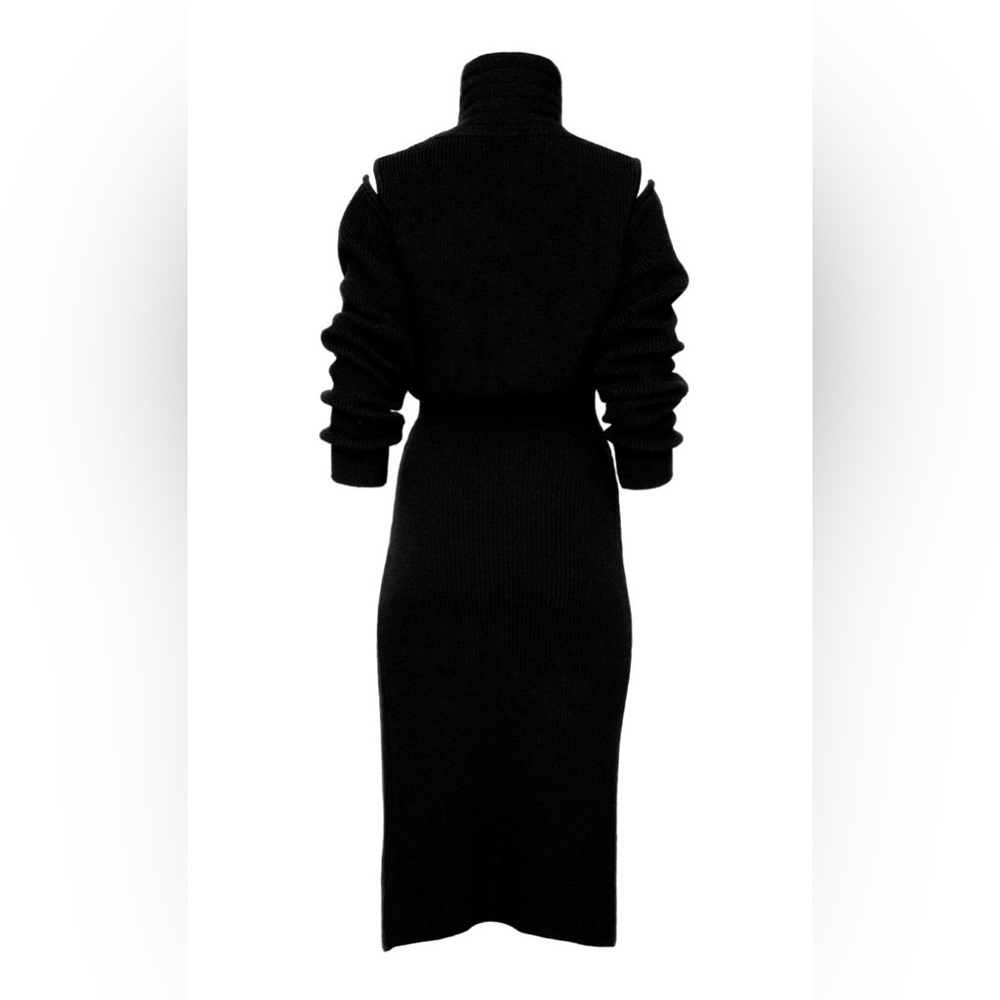 Brandon Maxwell Cutout Knit Wool-Blend Midi Dress Size M - Picture 4 of 13